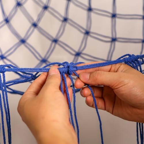 YKBU Stuffed Animals Hammock Corner Hanging Net Macrame Stuffed Animal Storage Plush Toy Holder Toy Organizer for Boho Nursery Playroom Bedroom Kids Room (blue, m) - Image 3