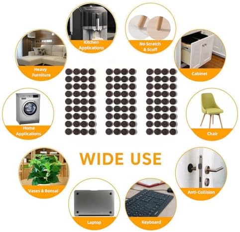 Furnigear Felt Furniture Pads for Hardwood Floors - Self Adhesive Chair Felt Pad, Floor Protector for Furniture Feet, Furniture Sliders Moving Furniture Smoothly, Anti Scratch 108 Pcs 5/8" Round Brown - Image 5
