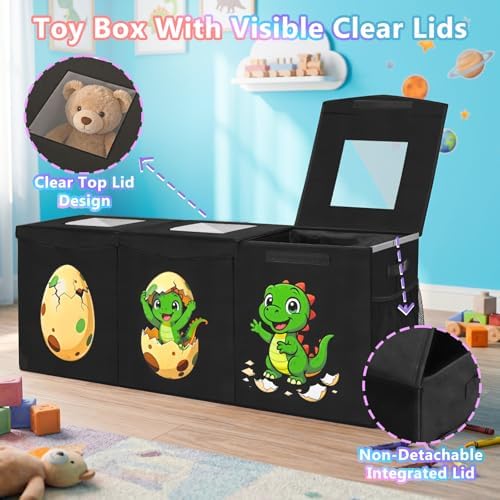 Livole Large Toy Box Collapsible Kids Toy Chest Bins with Lid & Divider - Image 4