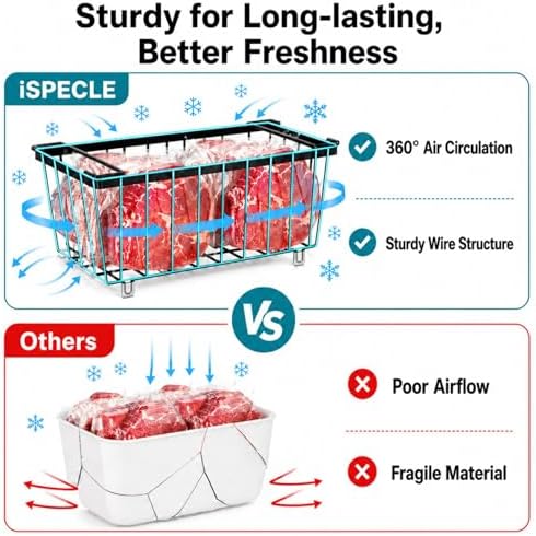 iSPECLE Freezer Organizer Bins - Small Storage Baskets for 7 Cu.Ft, 4 Pack - Image 5