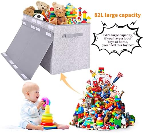 Pantryily Large Foldable Toy Storage Box with Lid,Plush Toy Organizer Chest - Image 2