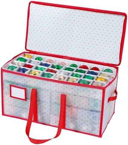 Portable Waterproof Christmas Decoration Ball Storage Box - Stores 128 Ornaments, 3-inch Balls, 8 Independent Layered Trays, Foldable for Easy Access by BIEBOS