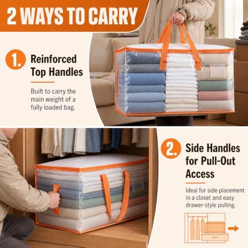 KYODOLED 2-Pack Clear Moving Bags Heavy Duty Extra Large, Storage Totes - Image 2