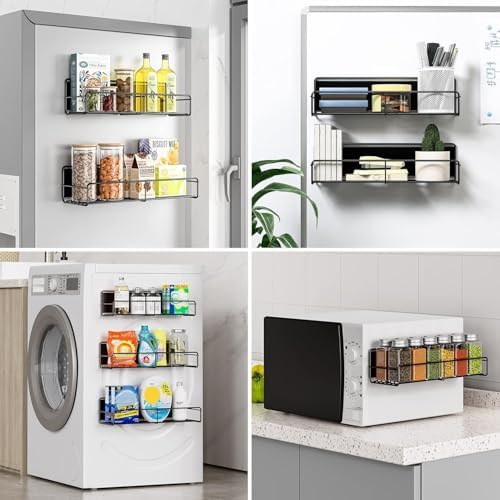 Mystozer Metal Magnetic Spice Rack for Refrigerator Black, 3 Pack - Image 6