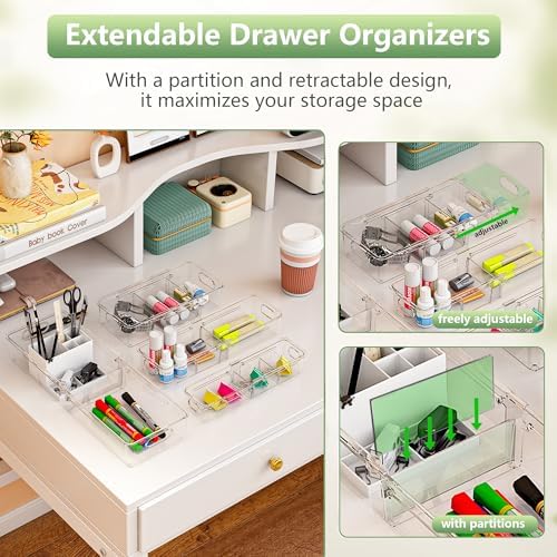 BLULEE Bathroom Drawer Organizer Trays,Clear Makeup Bins,8 Pack - Image 4