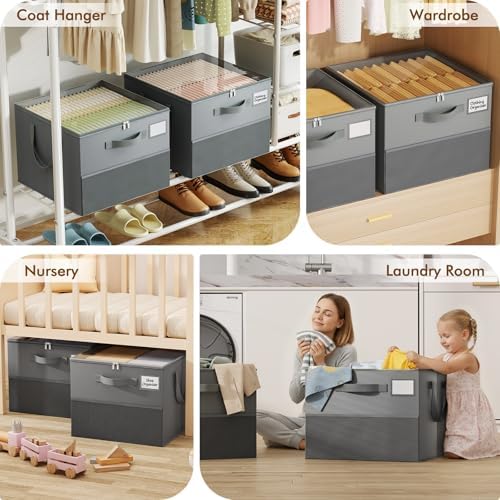Large Reinforced Shoe Organizer for Closet with Adjustable Dividers, Gray - Image 3