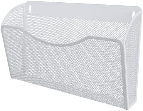 EasyPAG Wall File Organizer, Metal Mesh Hanging File Folder Holder for Letter/A4 Size Folders, Vertical Wall Mount Mail Sorter for Office Paperwork, Classroom, White - Image 2