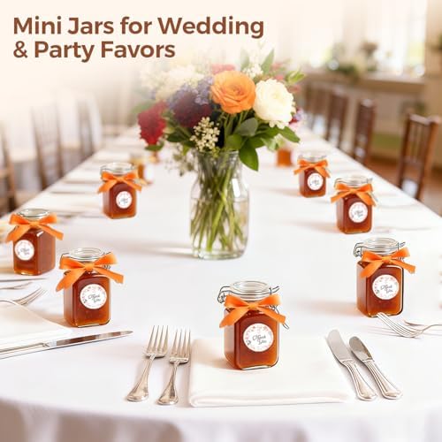 ComSaf Square Small 8 oz Glass Spice Jars with Airtight Lids 6 Pack Pantry - Image 6