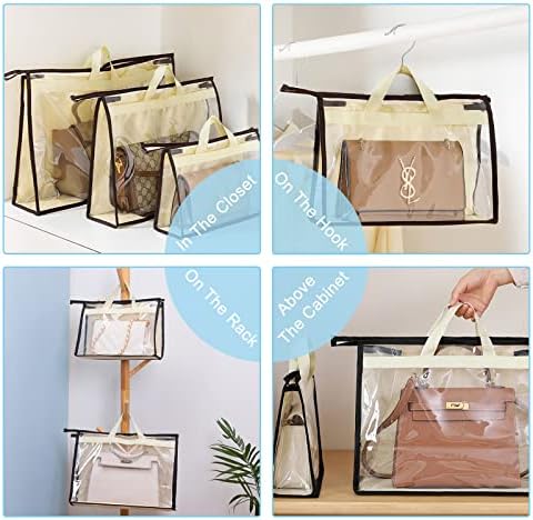 Clear Handbag Storage Bags Purse Organizer for Closet, Zipper Hanging Storage Bag for Handbags, XL, 2PCS - Image 6