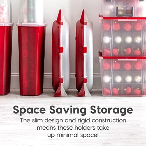 IRIS USA 2-Pack 24" Wreath Storage Container with Latches, Clear/Red - Image 5