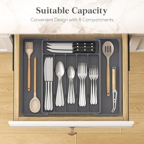 Lifewit Expandable Silverware Drawer Organizer, Kitchen Utensil Tray - Image 3