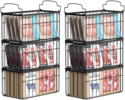 Freezer Organizer Bins, 6 Pack Big Baskets for 5/ 7 Cu.FT Deep Freezer by MSERCUOR