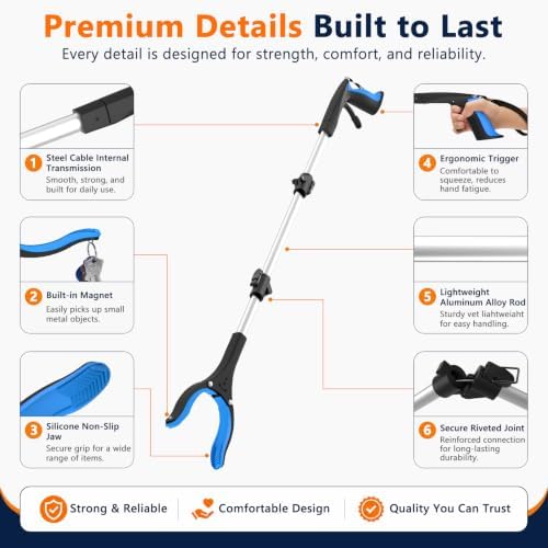 36 Inch Foldable Grabber Reacher Tool, 2 Pack for Seniors - Image 5