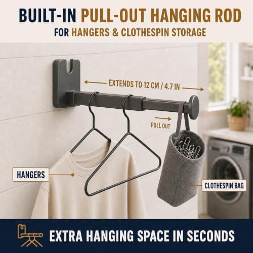 Retractable Clothesline Indoor & Outdoo, Non-Sagging Heavy-Duty Stainless Steel Clothes Line for Apartments, Bathrooms, Balconies, Space-Saving 16.7Ft Laundry Line (Grey, Single Line) - Image 6