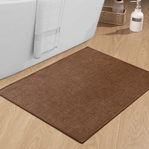 chakme Bathroom Rugs Mat 36x24, Ultra Thin Non Slip Bath Mat Large Quick Dry Absorbent Bath Mat for Bathroom Floor, (Rust, 36"x24") by CHAKME