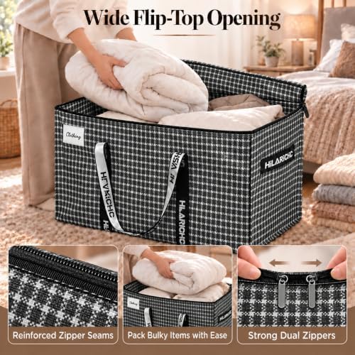 Heavy Duty Moving Bags 97L - Extra Large Storage Bags with Strong Zipper & Comfortable Handles, Packing Boxes for Moving House, College Dorm, 4 Pack, Black, Virgin PE Material - Image 3