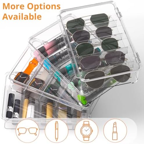 Sunglasses Organizer, Acrylic Clear Plastic Stackable Sunglasses Case with 5 Compartments,Glasses Organizer - Image 6