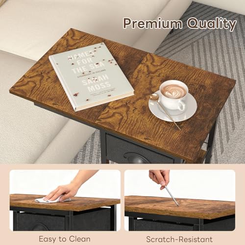 Hayexiha C End Table with Wheels, Drawer, 11.81" D x 19.68" W x 28.46" H - Image 3