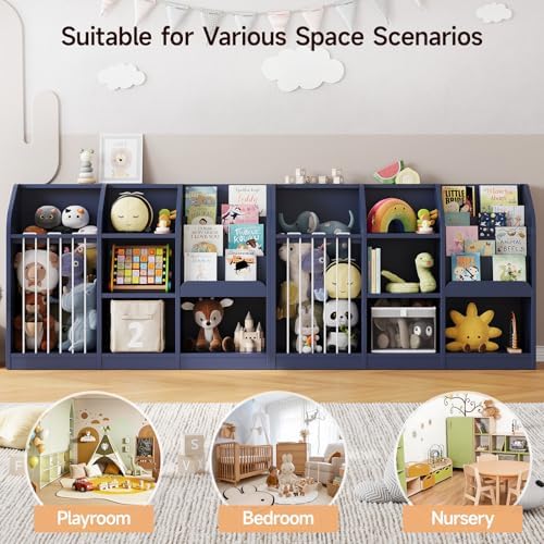 ONBRILL Toy Organizer with Bookshelf & Stuffed Animal Storage, Navy Blue - Image 6