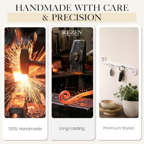 RTZEN Farmhouse Small Key Holder for Wall, Wrought Iron Wall Mount Rack - Image 4