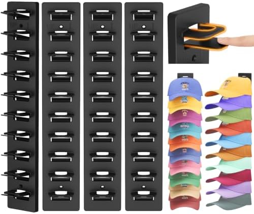 Lifewit Wall-Mounted Hat Organizer, 40 Baseball Caps Storage with Clamps by Lifewit