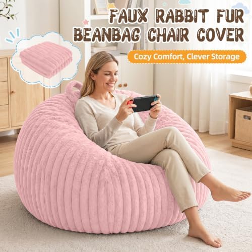 Bean Bag Cover No Filler Stuffed Animal Storage Bean Bag Chair Cover - Image 3