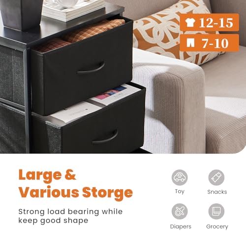 Sweetcrispy Dresser for Bedroom with 4 Storage Drawers, Skinny Nightstand - Image 6