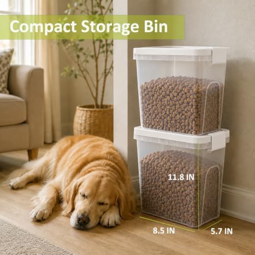 5-10 Lbs Airtight Cat Dog Food Storage Container, 8QT Compact Pet Food Bin - Image 4