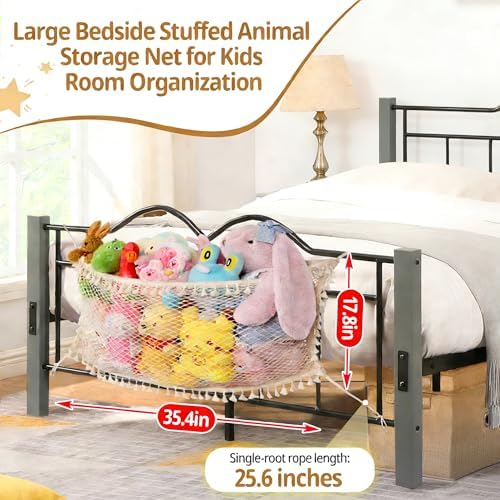 Stuffed Animal Storage Net, Large Bedside Toy Organizer Net, Cotton Plushie Toy Storage Hammock with Tether for Stuffed Animals Playroom Organization - Image 6