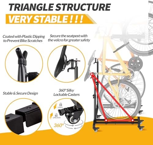 Bike Rack for Garage, Vertical Bike Stand (2 Pack), Fits bikes up to 29" - Image 2