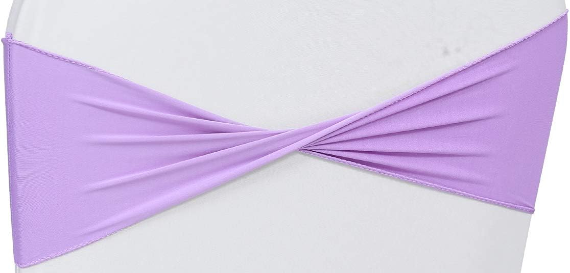VDS Pack of 25 PCS | Lavender | Spandex Chair Sashes Bows Without Buckle | Stretch Elastic Banquet Universal Folding Chair Band Tie with for Wedding Party Conference Celebration Event Decoration