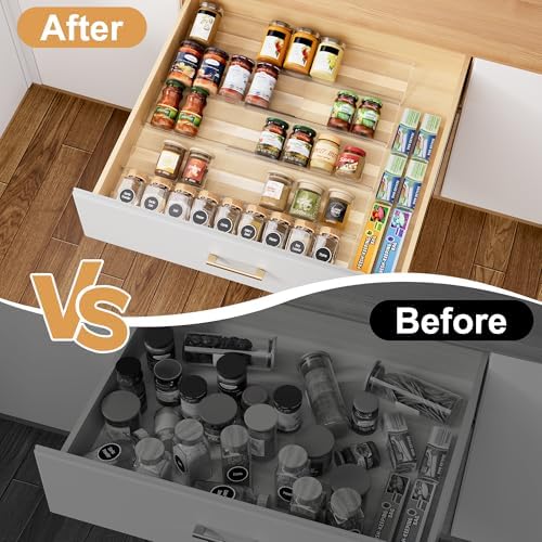10-Pack Adjustable Spice Drawer Organizer - Image 3