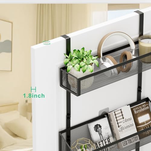 4-Tier Over The Door Hooks Organizer, Over Door Hanger with 12 Coat Hooks & 3 Mesh Baskets, Space-Saving, Rustproof Storage Organizer for Bathroom, Bedroom, Kitchen, Dorm, Black - Image 4