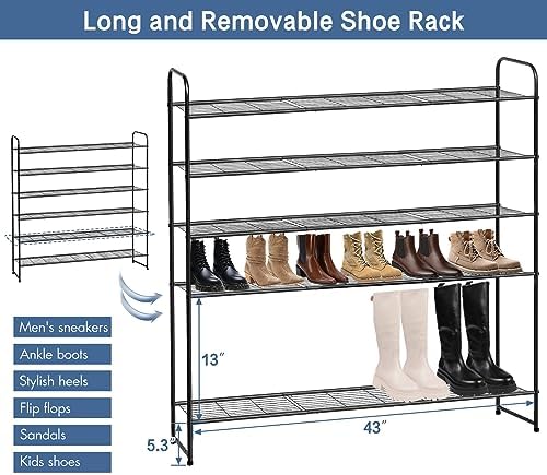 KEETDY Large Shoe Rack 6 Tier Organizer Tall Metal Shoe Organizer for Entryway Bedroom Floor Garage, Wide Shoe Shelf Storage Fits 42 Pairs Men Sneakers, Black - Image 5