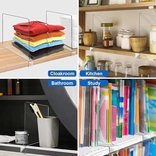 Acrylic Shelf Dividers, Clear Shelf Divider for Closet Organization 12PCS Closet Shelf Divider Closet Dividers for Shelves Shelf Organizer for Closet Shelf Organizer for Wood Closet Cabinets Separator - Image 2