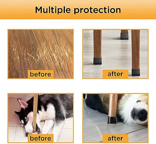 Square Chair Leg Protectors for Hardwood Floors.（Fit: 0.866" -1.14" Black）. - Image 6