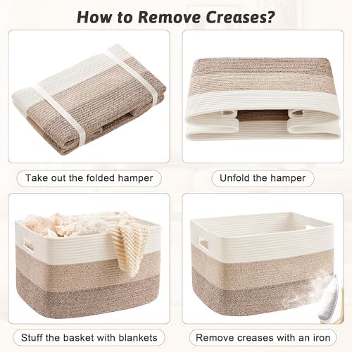 Artfeel Blanket Basket,Rectangle Woven Baskets for Storage,65L Laundry Basket for Decorative Nursery Blanket,Toys,Dirty Clothes and Magazine in Shelves,Baby Room,and Living Room - Image 7