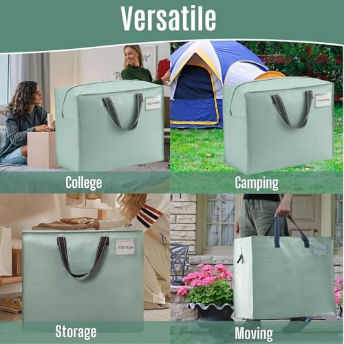 VENO Heavy Duty Moving Bags, Storage Bags, 22 Gallon, Light Green, 4 Pack - Image 6
