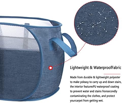 Pop Up Laundry Hamper，with Durable Handles collapsible laundry basket，Easy to Open and Fold for college Dorm,kids room，travel (Blue)… - Image 4