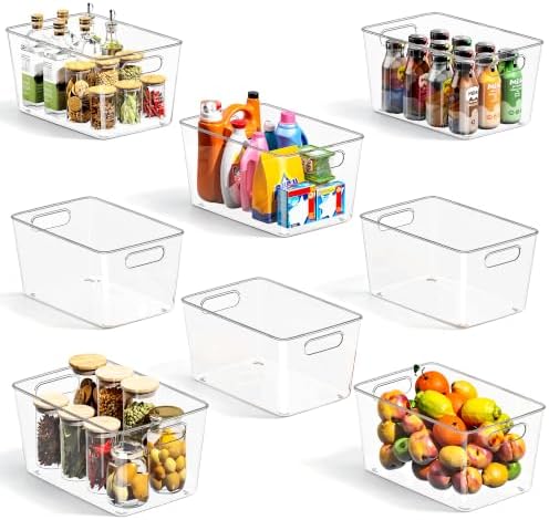 8 Pack Clear Plastic Storage Bins, Pantry Organizing Bins , XL by MSHOMELYDIRECT