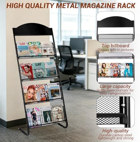 4-Tier Magazine Stand, 24.8'' Width Iron Brochure & Newspaper Display Stand, Please Identify, Woot is a Counterfeit - Image 6