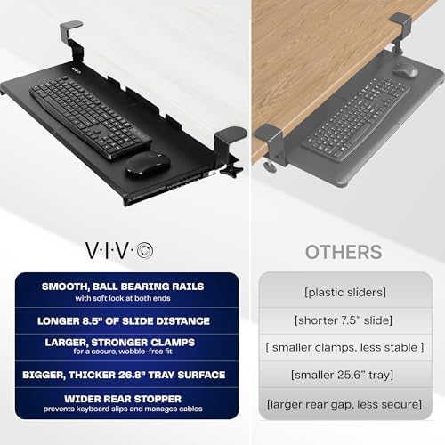 VIVO Black Clamp-on 27 x 11 in Keyboard Tray, MOUNT-KB05E - Image 4