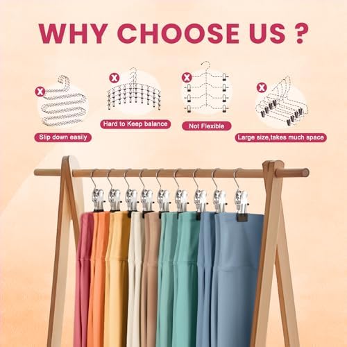 30 Pack Pants Hangers with Clips,Legging & Jean Hangers for Closet Hanging - Image 7