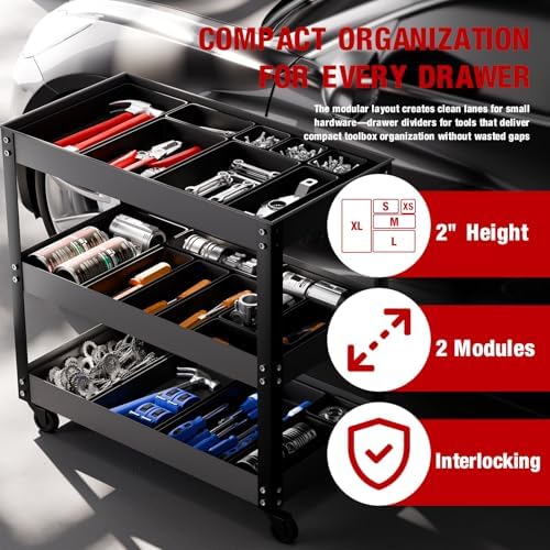 16 PCS Small Parts Tool Box Organizer Trays, tool box trays organizer for Toolbox Organization, Parts Trays and Screw Organizer Box for Tool Chest, Garage Drawers and Workbench - Image 5