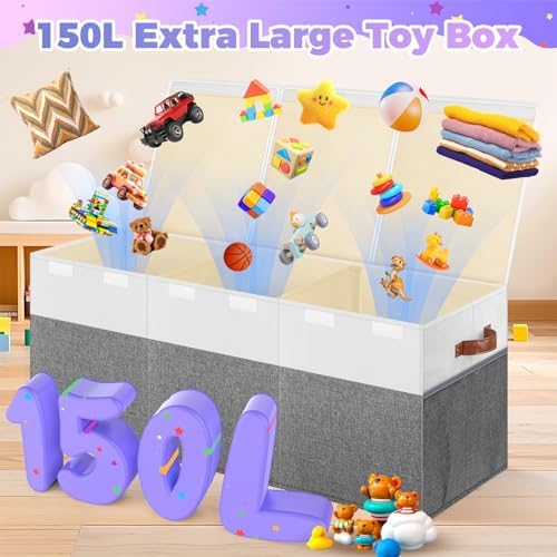 Extra Large Toy Box, Collapsible Toy Storage Chest with Lids, 40"X14"X16" - Image 2
