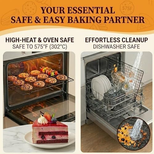 5PCS Cooling Racks for Cooking and Baking 10" x 16",Heavy Duty Metal Wire Rack,For Grilling, Roasting, Baking, Drying, Fits Jelly Roll Sheet Pan, Oven & Dishwasher Safe - Image 4