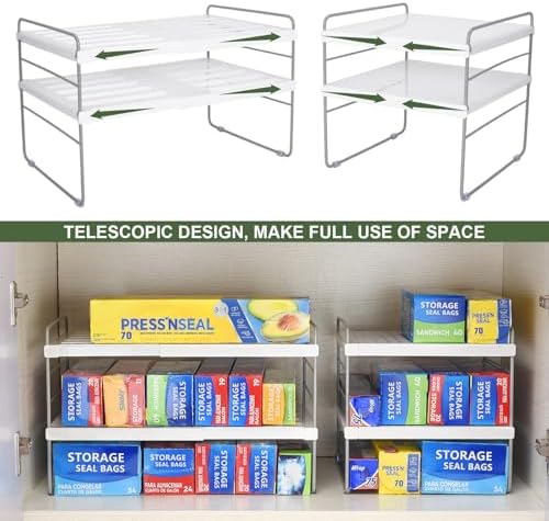Pantry Organization and Storage for Kitchen - Expandable Kitchen Wrap Box Organizer Rack, Foil Organizer for Cabinet & Counter, Height & Width Adjustable Cupboard Storage Rack - (3 Tier 9.8 to 15.6"L) - Image 2