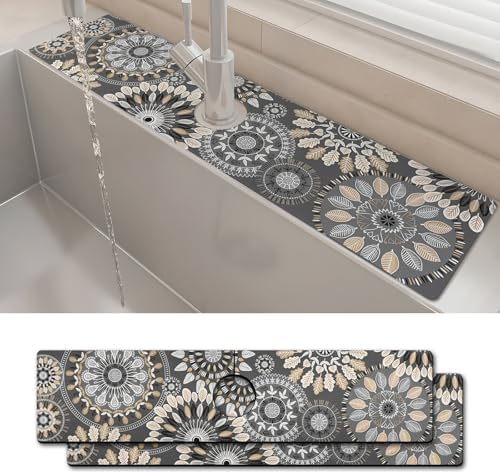 2PCS 24" X 5.5" Kitchen Sink Splash Guard Faucet Mat Mandala Super Absorbent Fast Drying Faucet Guard & Draining Mat Sink Splash Guard Behind Faucet for Kitchen, Bathroom by Unknown
