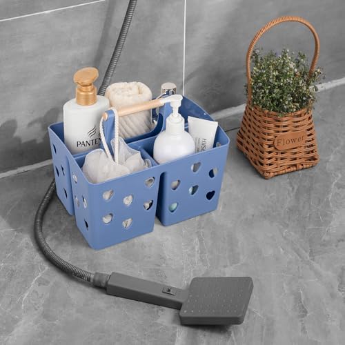 Portable Shower Caddy Plastic Shower Basket Organizer with Handle Dark Blue - Image 2
