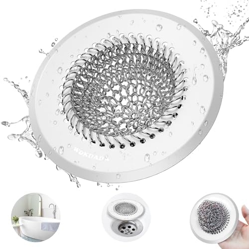 Hair Trap for Shower Drain, 4.4" Anti-Clog Tub Drain Cover, Silvery White by Wokdada
